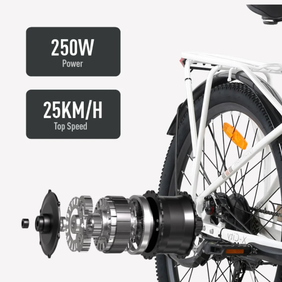 cysum X-City Bici Elettrica per adulti, 26'' city bicicletta elettrica donna uomo, batteria al litio 48 V 10,4 Ah, motore 250 W, 25 km/h, urbano commuting