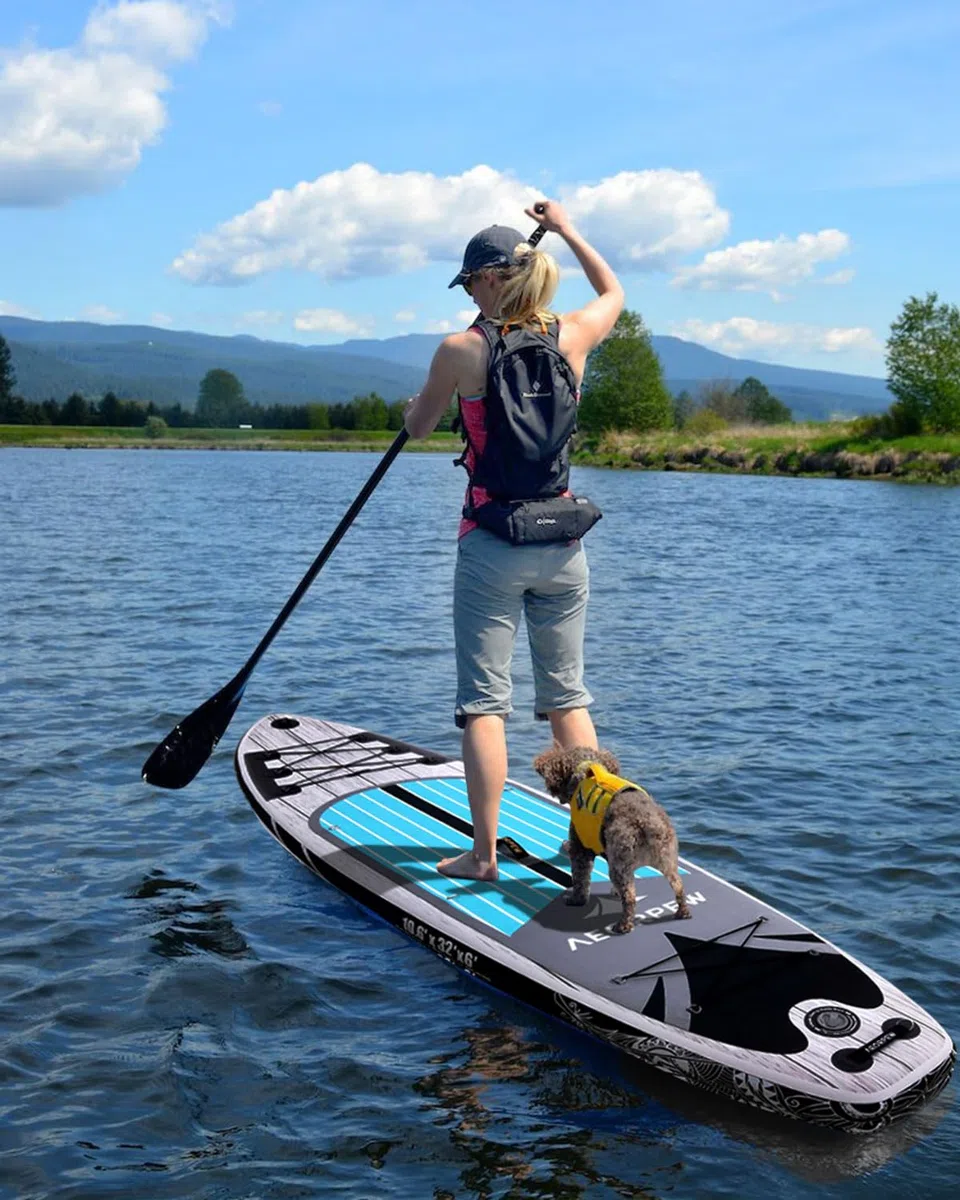 Tavola gonfiabile da 3,2 m per adulti, larghezza 81,3 cm, con accessori per SUP di alta qualità, include tavola antiscivolo, pompa a mano, pagaia singola di tutti i livelli di abilità