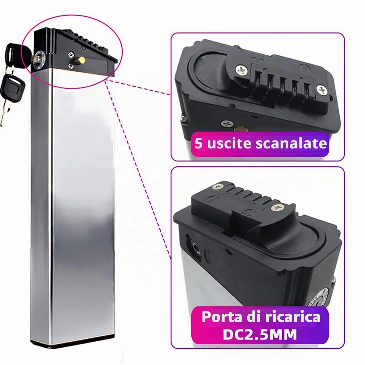 Batteria per Bici Elettrica 48v 14Ah Per Shengmilo incorporata Batteria al Litio Li-Ion Batteria Ricaricabile Adatto per Bicicletta elettrica 350W 500W 1000W Motore