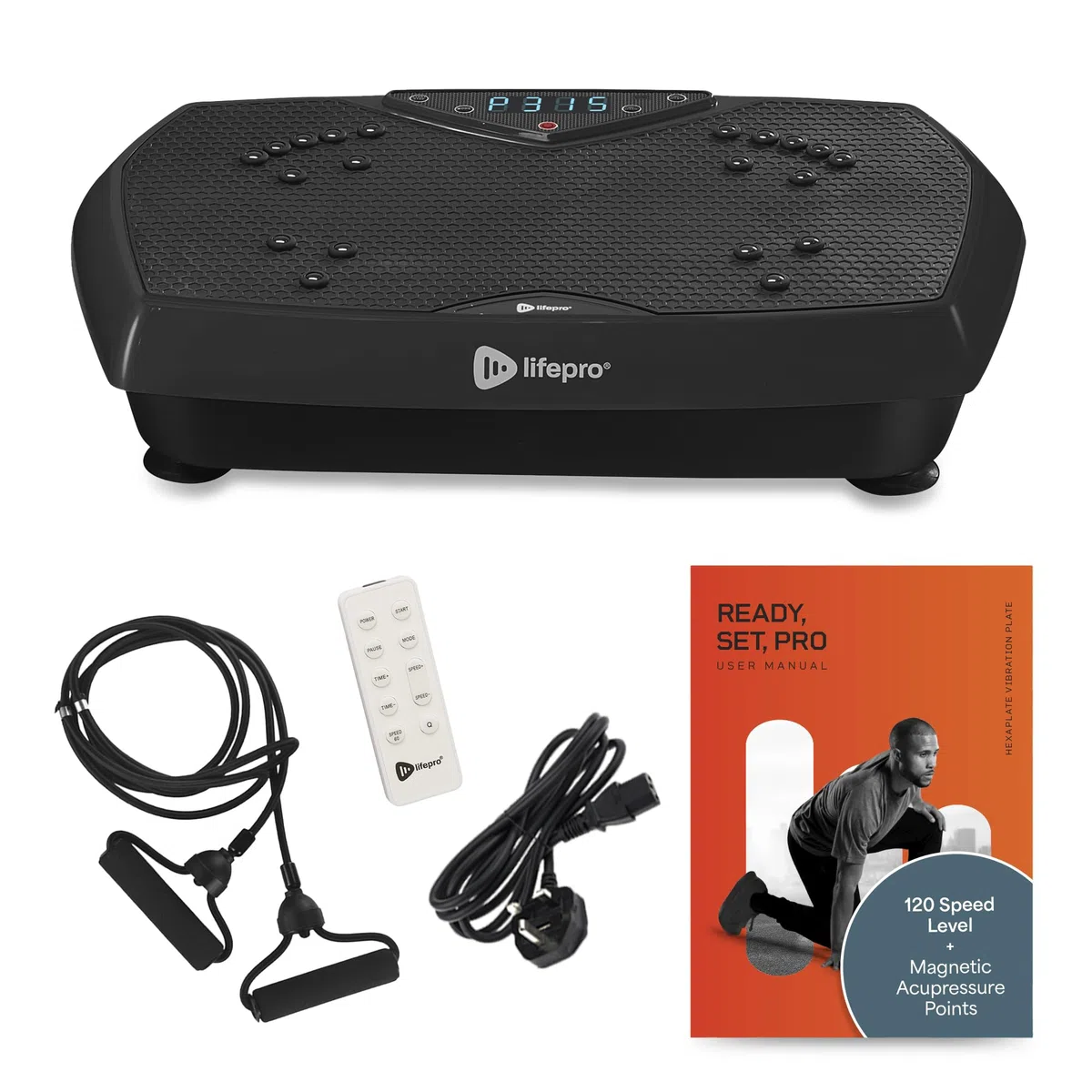 LifePro Pedana vibrante – Hexaplate per drenaggio linfatico e perdita di peso – con display a LED, telecomando, capacità di carico di 150 kg, 120 livelli di velocità e motore silenzioso da 150 W