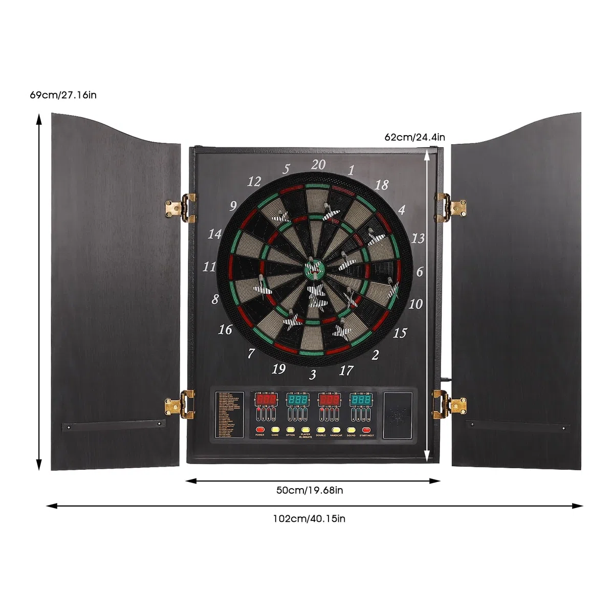Set di bersaglio elettronico per freccette, professionale, con 4 display a LED e 12 freccette, 27 categorie di gioco da 1 a 16 giocatori