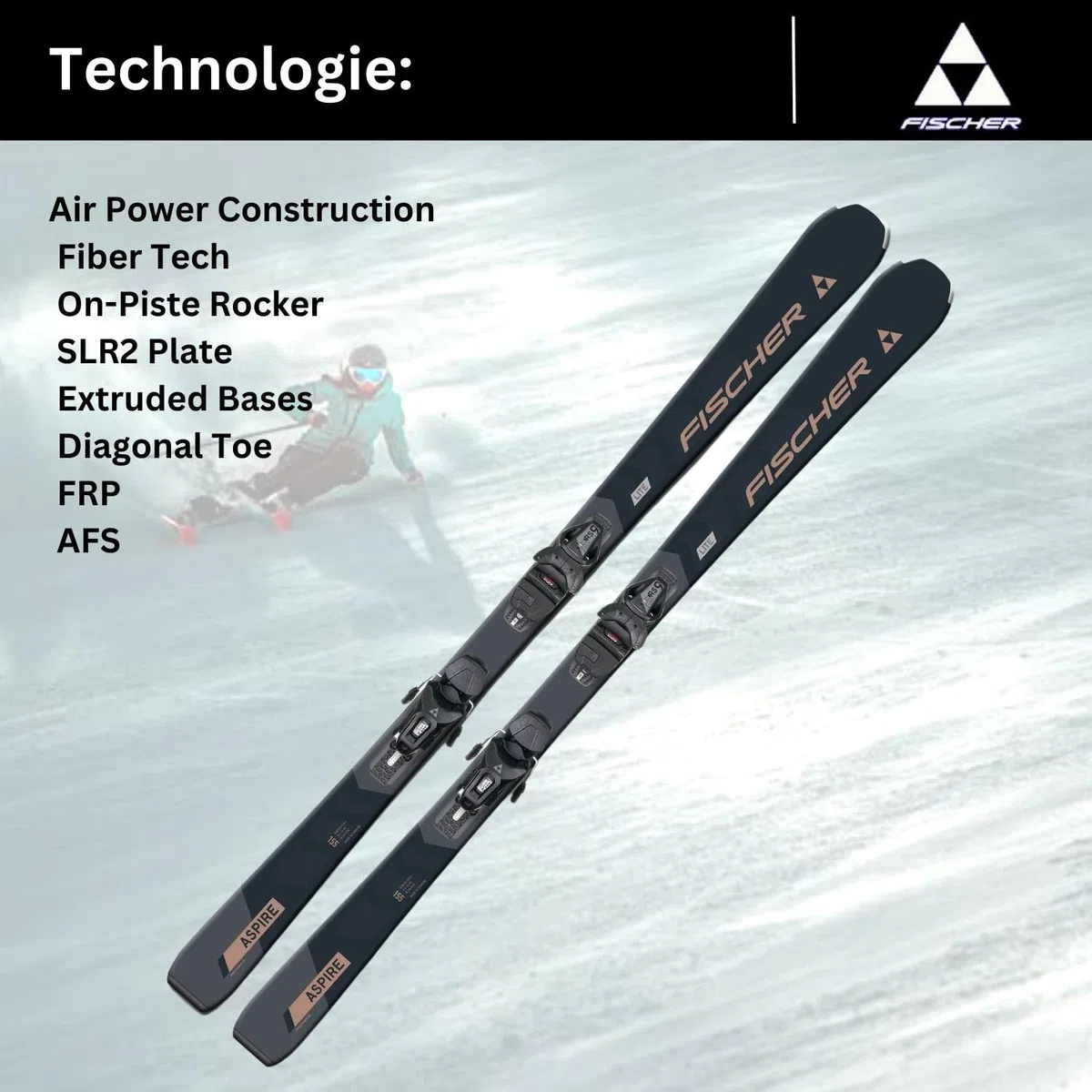 Fischer Aspire SLR Sci alpini Carving da donna On-Piste-Rocker con attacco RS9 SLR Z3-9 modello 2024 Sci fuoristrada Adatto per principianti e avanzati