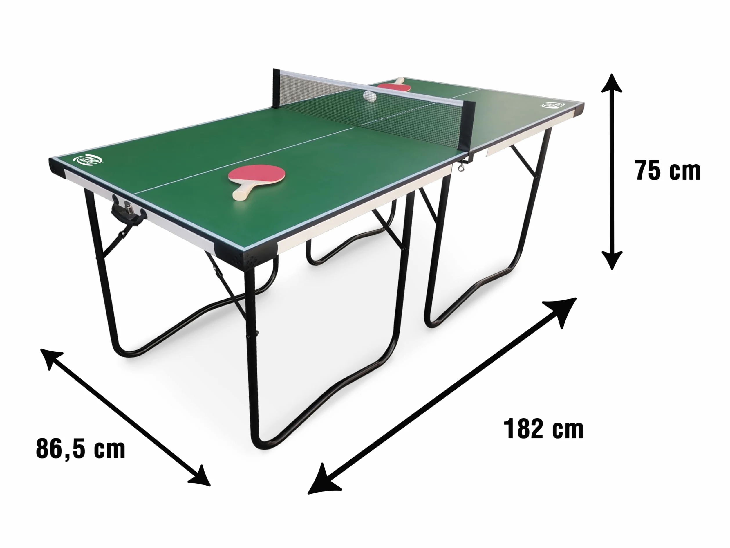 Teorema Giocattoli - Tavolo da Ping Pong Pieghevole Salvaspazio, Misure 182x86.5X75 cm, Tavolo Ping Pong esterno e interno con Set Completo: Rete, 2 Racchette e 2 Palline, Facile da Trasportare