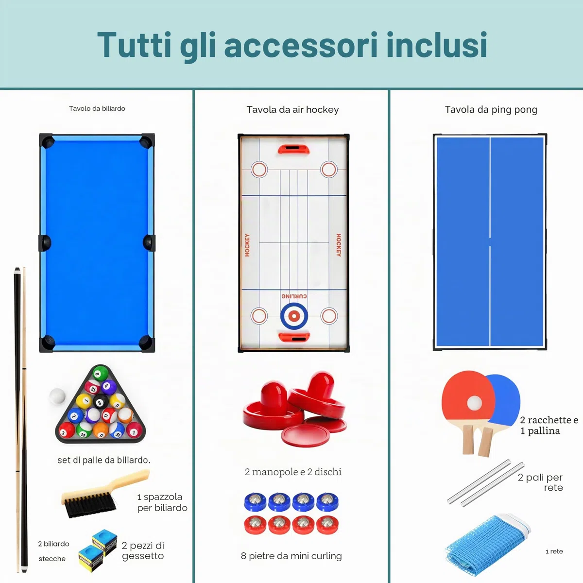 SereneLife Tavolo da Gioco 2 in 1 con Calcio Balilla Professionale Hockey ad Aria Calcio Balilla con Palline, Mazze e Dischetti per Casa