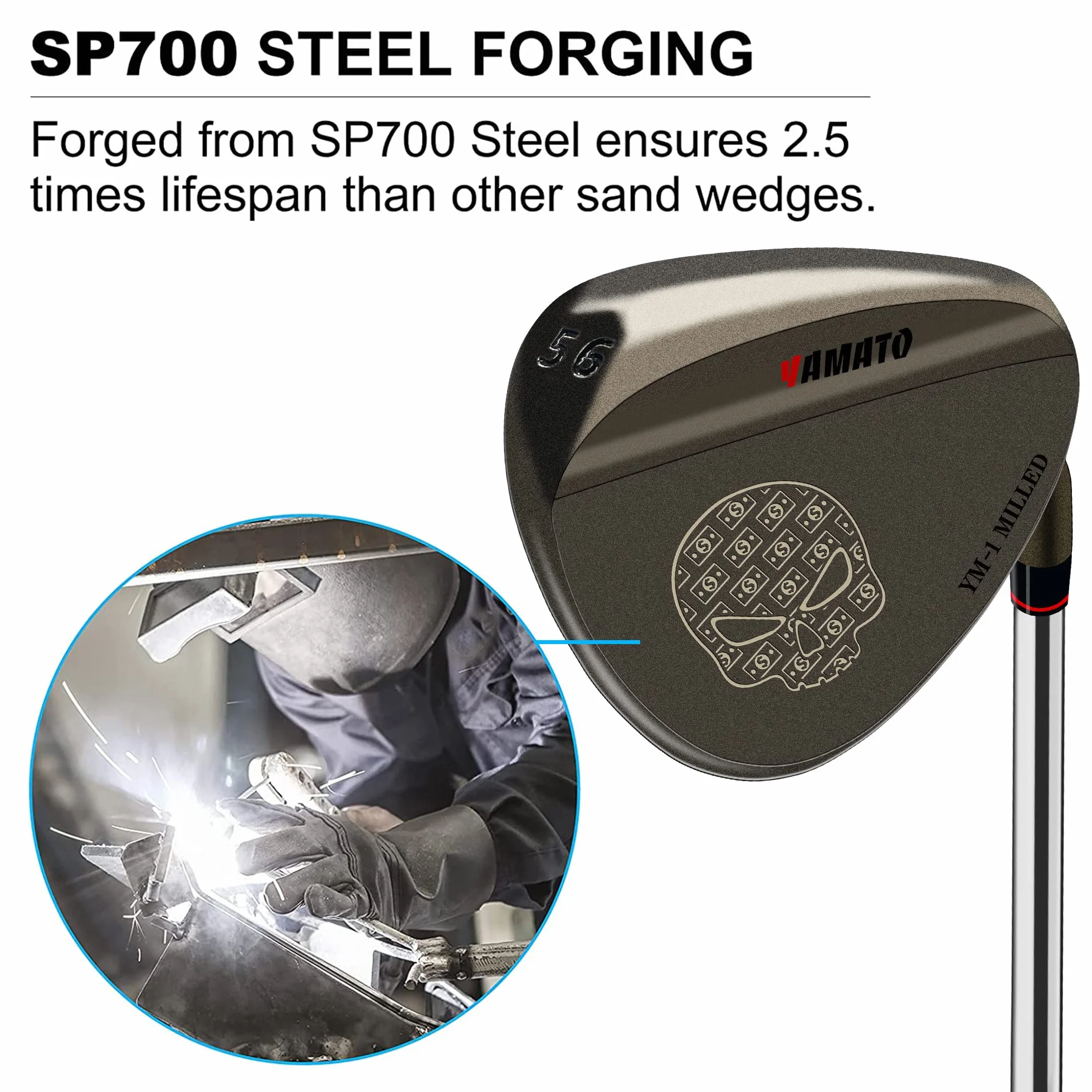 Yamato Set di cunei da golf o cunei da golf individuali 50/52/54/56/58/60 Set di cunei da golf con cuneo di sabbia, mazze da golf per uomini e donne con faccia zigrinata per alta rotazione