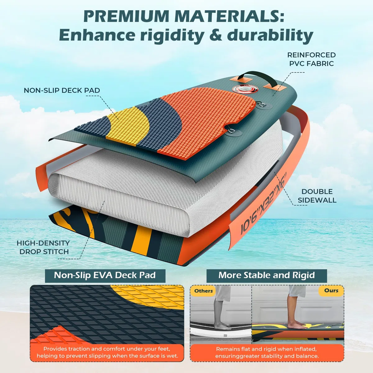 NACATIN Tavola SUP gonfiabile da 320 cm con sedile per adulti, con doppia pagaia, sedile per kayak, zaino, tracolla, borsa asciutta, kit di riparazione, per lago, fiume, yoga
