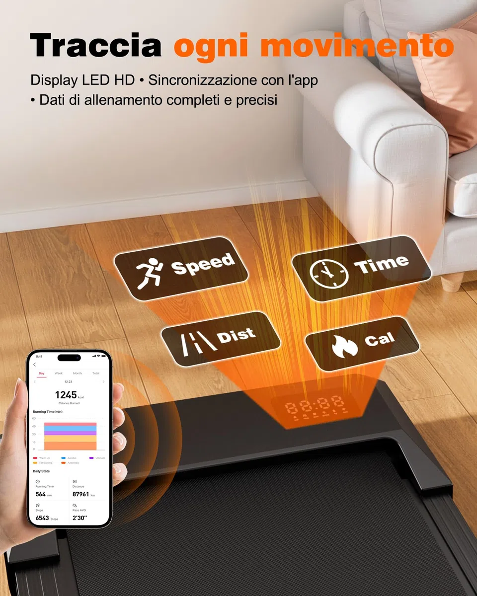 Superun Raceable Walking Pad Suitable for High-Tech Machines, 136 kg Capacity Desk Treadmill, Treadmill with App Control with Training Courses and Multi-Runner Racing