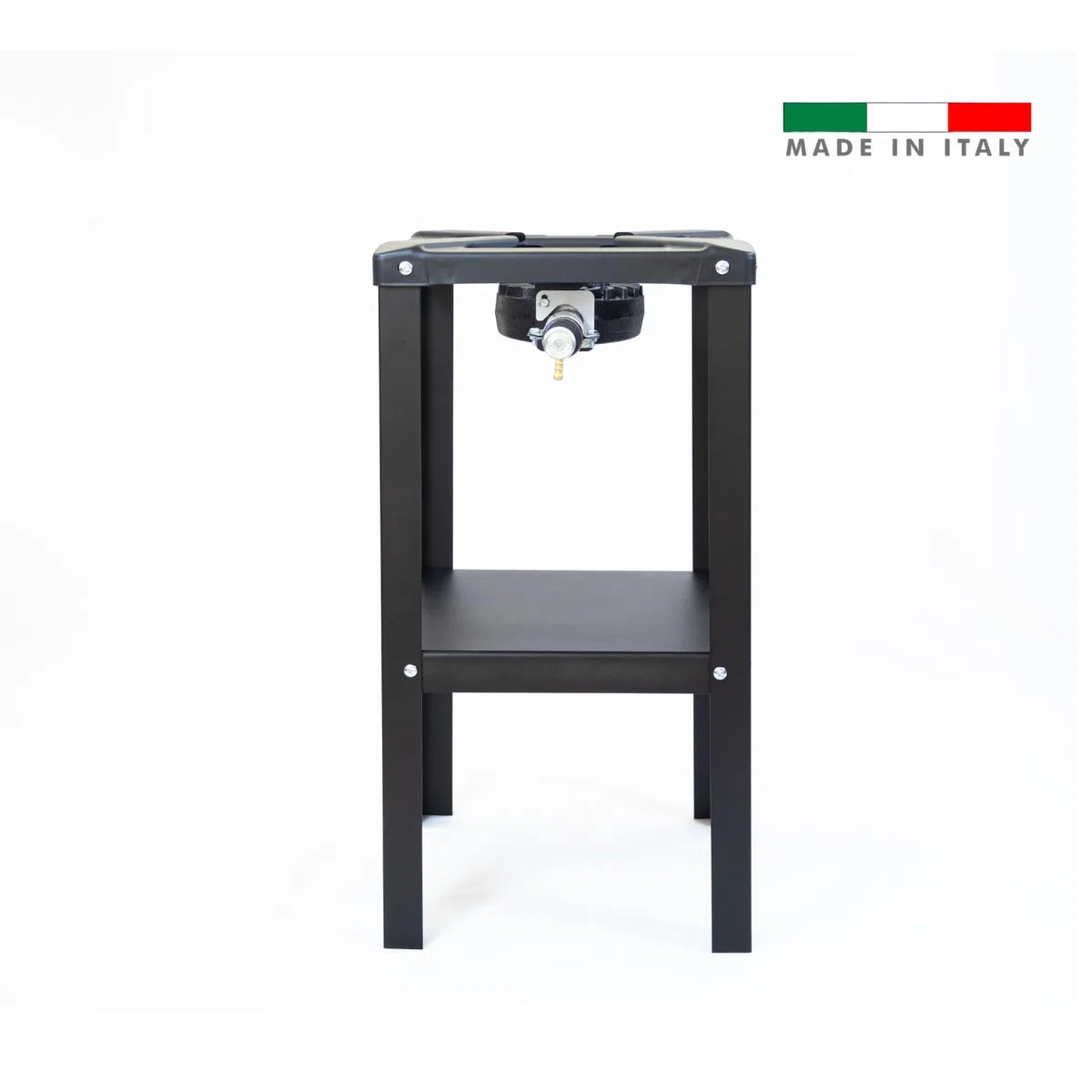 MOHOME Fornellone a Gas Esterno Premium Quality Made in Italy Ferro Resistente Portatile 40 x 40 x 80 cm Bruciatore Ghisa Regolatore 4 Piedi Supporto Pentole Campeggio Pic Nic Outdoor