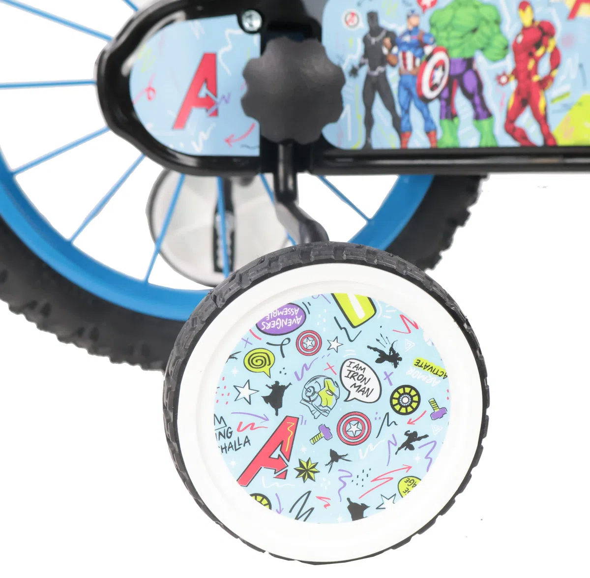 Denver Bike Bicicletta Bambino 14 Pollici Licensed Avengers, 3-5 Anni, Rotelle Removibili, Freni Caliper Anteriore/Posteriore, Telaio Acciaio, Ruote Gonfiabili, Borraccia e Scudo