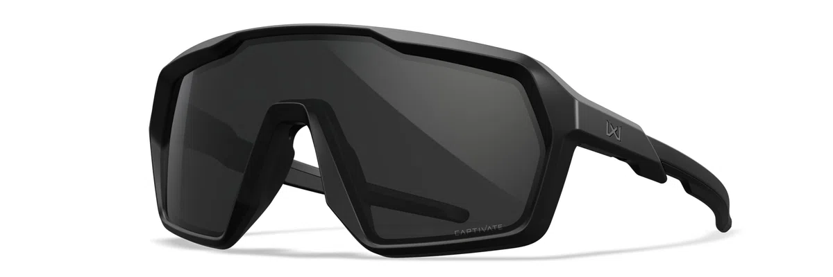 Wiley X Citadel Shield, occhiali da sole di sicurezza per uomini e donne, protezione UV per tiro, pesca e ciclismo, montatura nera opaca, lenti grigie accattivanti