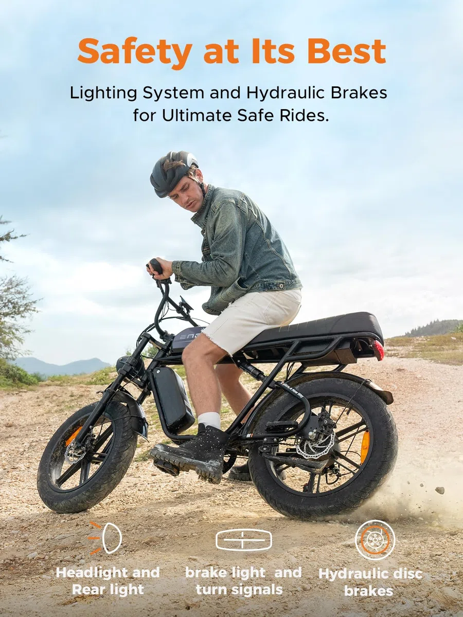 ENGWE M1 Bici Elettrica Uomo, 90KM/170KM,Autonomia Sistema con 20"×4.0 Fat Tire,48V 15.6AH/28.6AH E-bike Off-roade Cambio 7 Velocità e Sospensione Completa