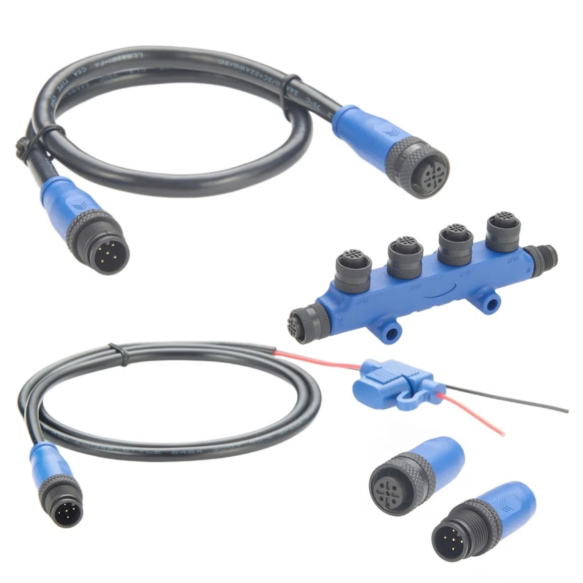 Kit di avvio NMEA 2000 N2K, cavo backbone di grado marino, cavo drop, T-piece a 4 porte, terminatori, cavo di alimentazione con fusibile per Lowrance Simrad Garmin (Kit 1)