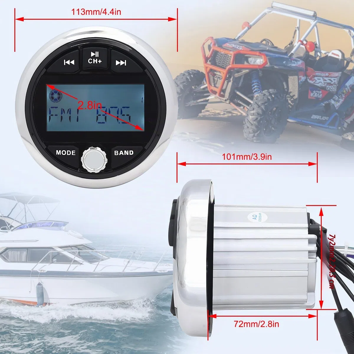 Geloo Radio Nautica per Barca MP3 Lettore Marine Stereo Marina FM/AM Radio Player Impermeabile Veicoli di Ingegneria per Barca Yacht Barche LKW Camper