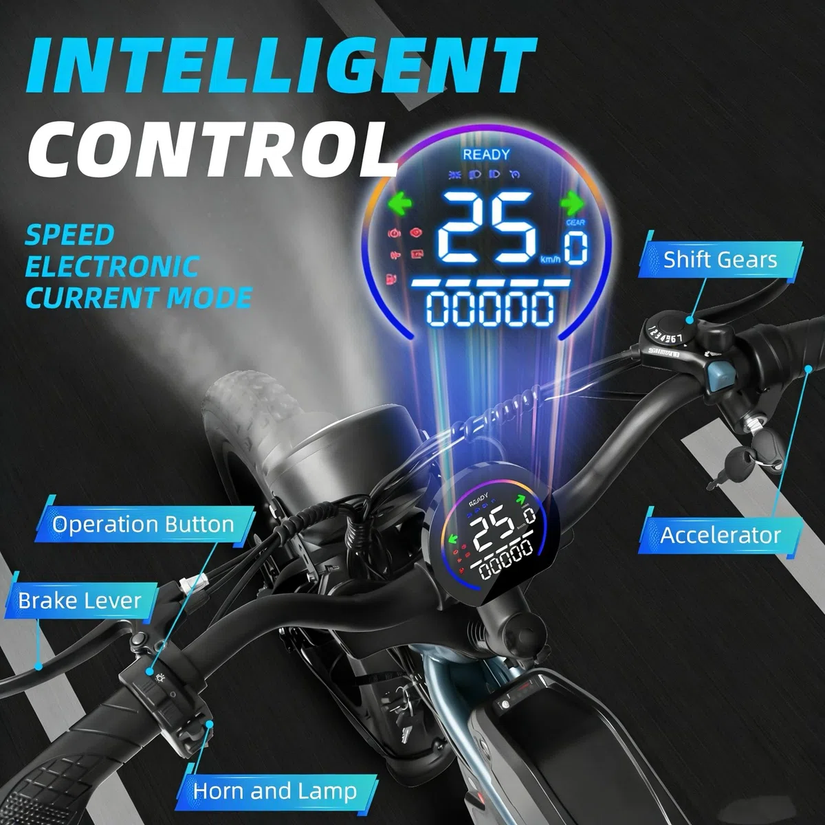 DEEPOWER Bici Elettrica, Batteria Rimovibile 48V 20Ah/35Ah/60Ah, Autonomia 110-250KM, Velocità Massima 25KM/H, Bici Elettrica Con Pneumatici Larghi 20"×4.0, 7 Marce, MTB Elettrica
