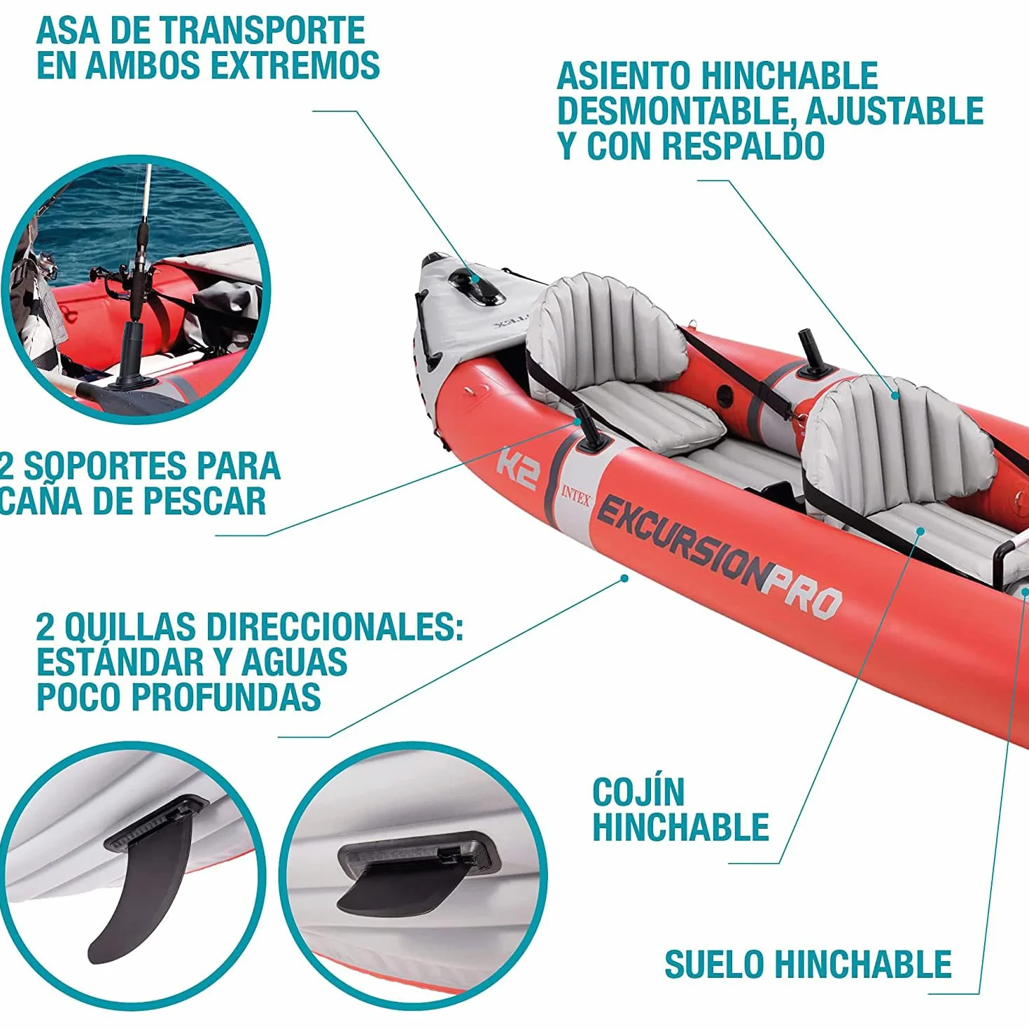 Intex Explorer K2 Kayak, 2-Person Inflatable Kayak Set with Aluminum Oars and High Output Air Pump