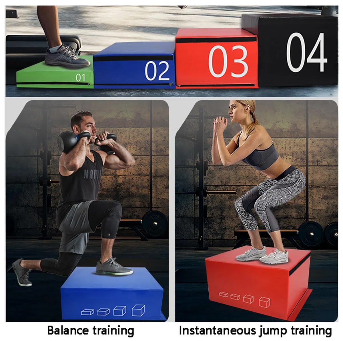 Scatola di Esercizi di Salto in Schiuma 4 In 1,plyo box verstellbar Per Saltare in Scatola in Schiuma, Sicurezza e Stabilità in Schiuma Impilabile,(Size:90*55*40cm/35.4in*21.6in*15.7in,Color:03 Green)