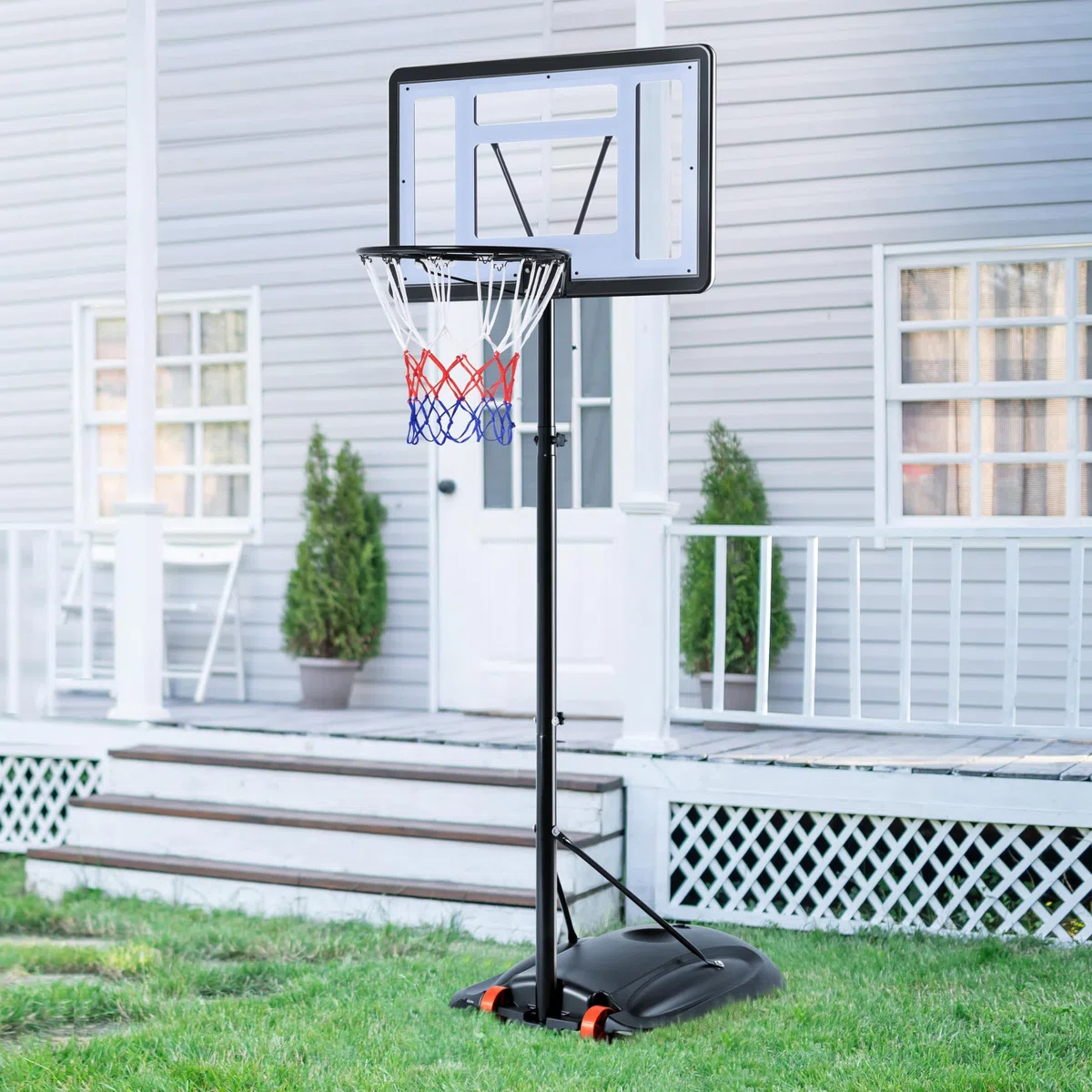 Yaheetech Canestro Basket Esterno Interno Camera Portatile con Colonna Tabellone Canestro Altezza Regolabile