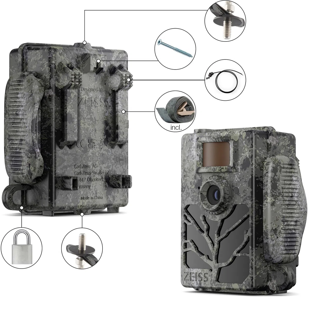 ZEISS Secacam 5 - Angolo 60°-Fotocamera caccia connessa 4G LTE, SIM integrata, SD 32 GB, APP, 12 MP, HD, intelligenza artificiale, visione notturna colori, rilevamento IR 25 m, IP66, flash invisibile