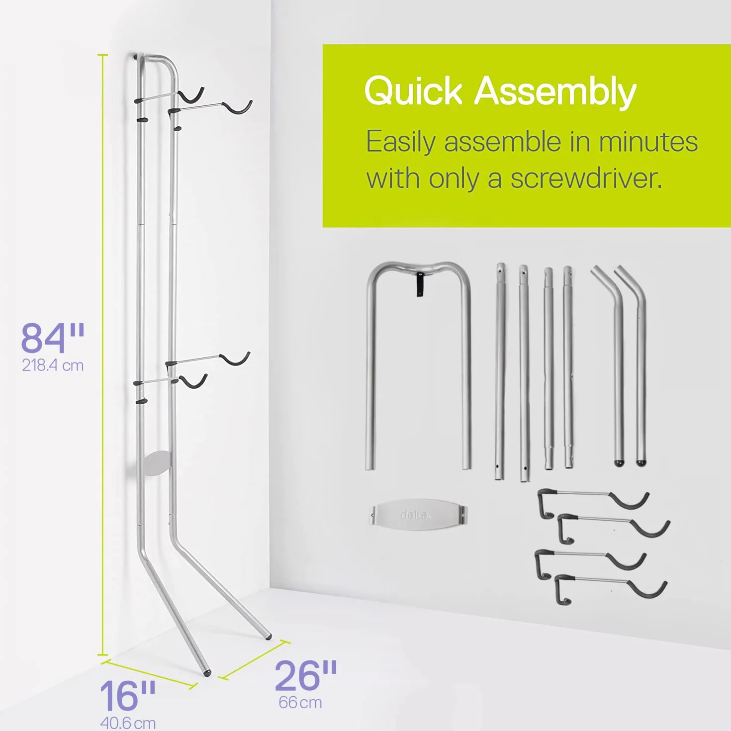 Michelangelo Gravity 2 Bike Storage Rack - Stand Portabiciclette Michelangelo Gravity, ideale per garage, uffici, appartamenti o altri spazi interni –. Non richiede di praticare fori nelle pareti.