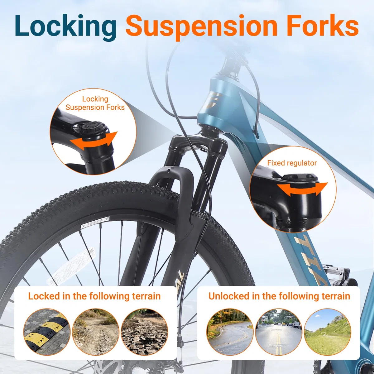 SPATIAL Mountain Bike, bici da ciclismo da esterno da 24/26/27,5/29 pollici, 21/8 velocità | Doppi freni a disco, sedile ergonomico regolabile per uomini, donne