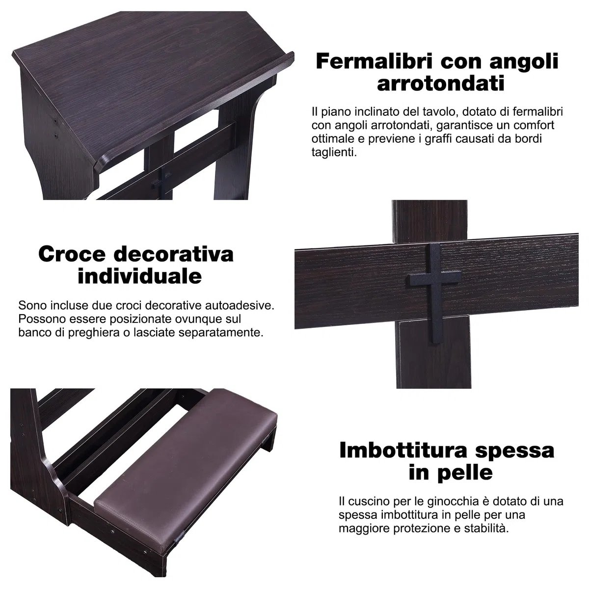 Panca per la preghiera con cuscino,inginocchiatoio in legno per la preghiera in casa, sedia pieghevole per la preghiera inginocchiata in chiesa - Regali religiosi per il culto e la meditazione