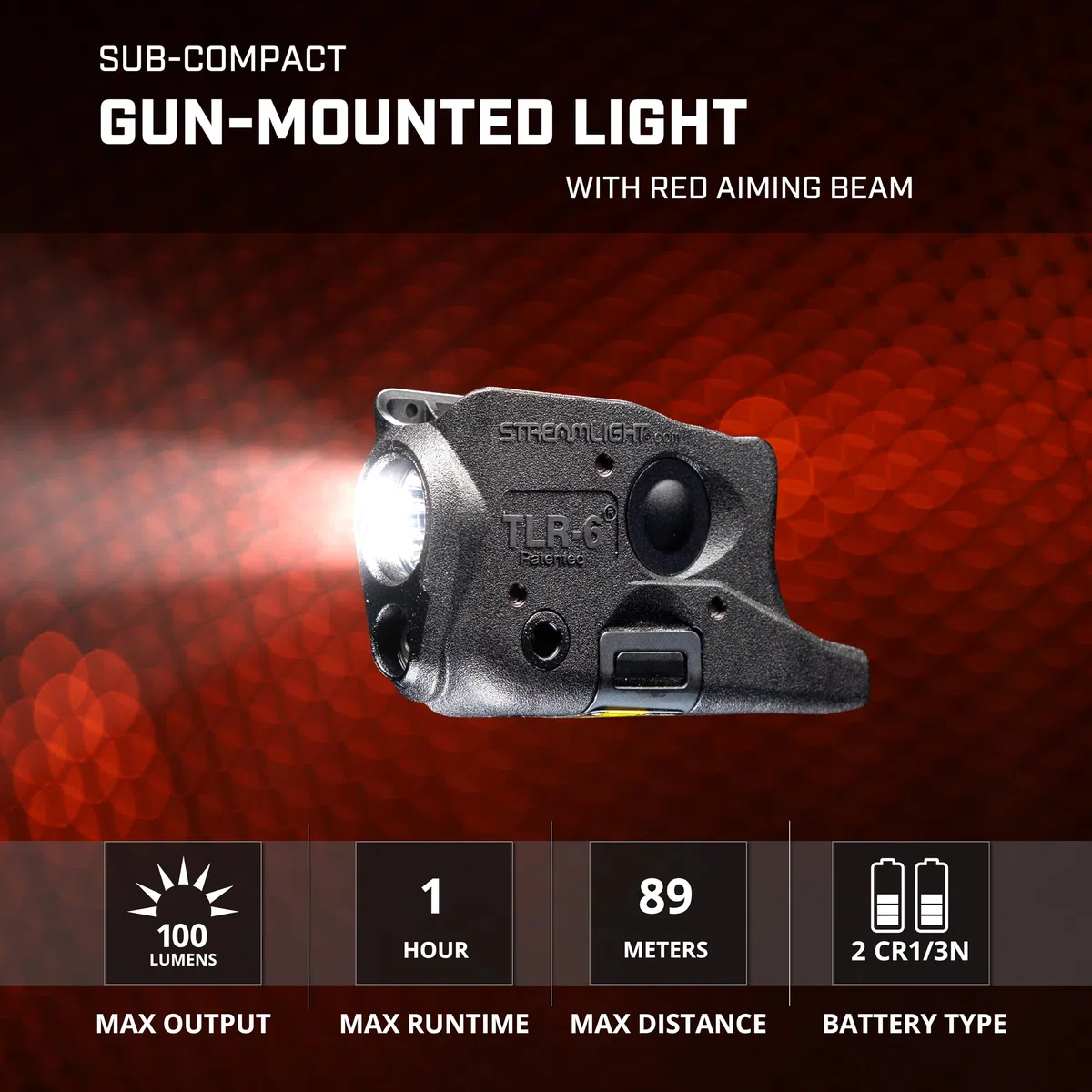 Streamlight TLR-6 GLOCK 26/27 with white LED and red laser. Black