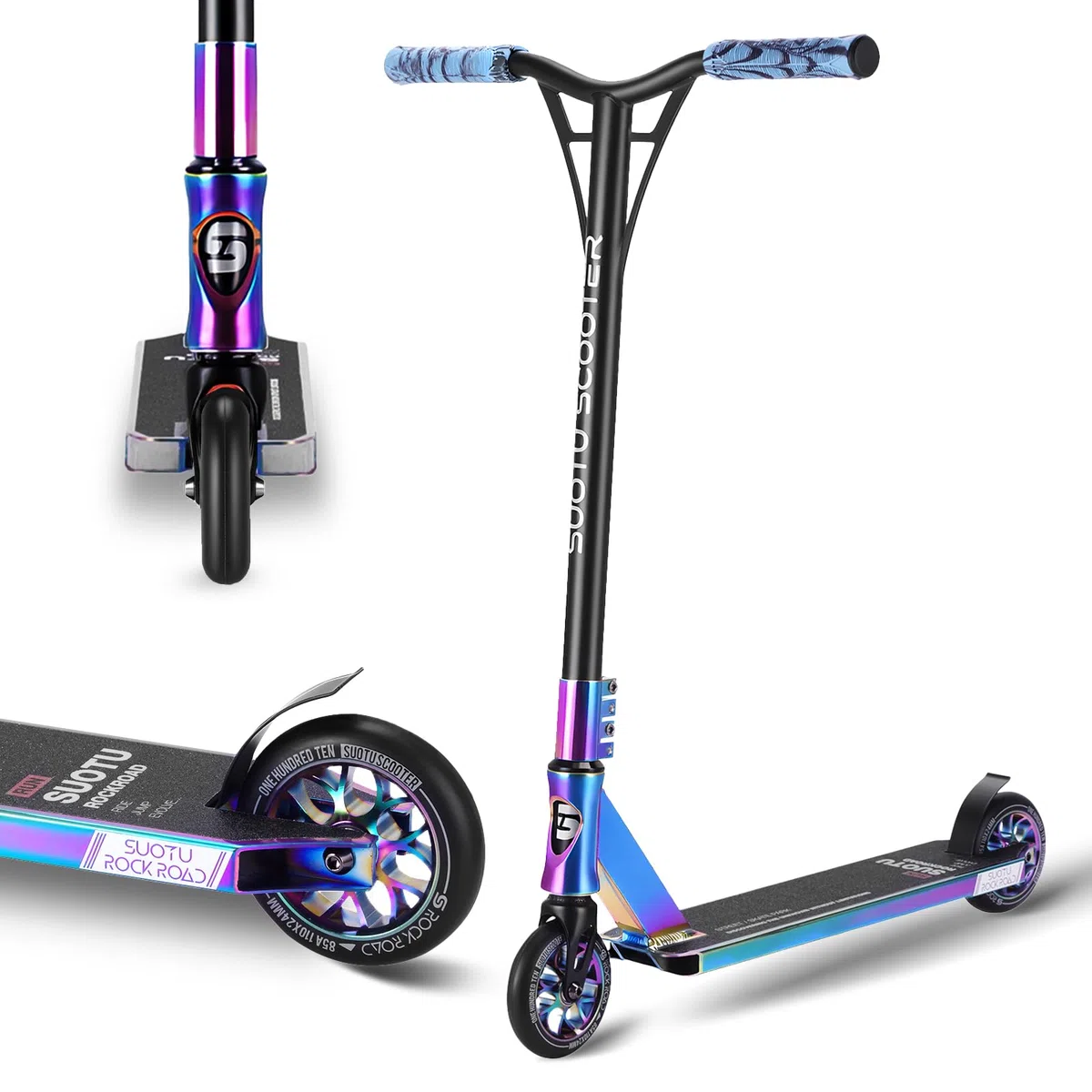 Monopattino Freestyle, Monopattino da Trick con Ruote in PU da 85A 110 mm, Stunt Scooter per Bambini Adolescente e Adulti, Capacità di Carico: 100 kg, Alluminio