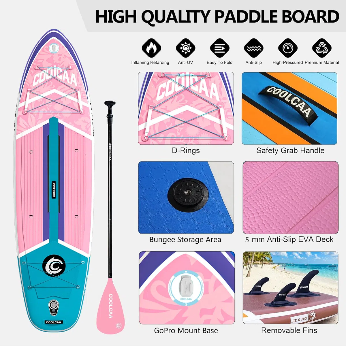 COOLCAA 354cmx86cmx15cm Tavola SUP Gonfiabile con Accessori di alta Qualità, capacità di Carico di 210kg, Paddle Board per Adulti e Ragazzi di Tutti i Livelli