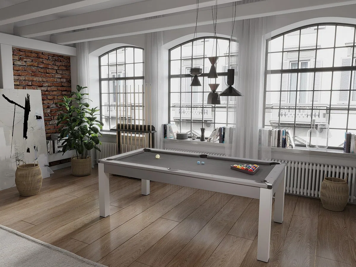 Vente-unique - Biliardo 8 posti Balthazar - mdf - grigio