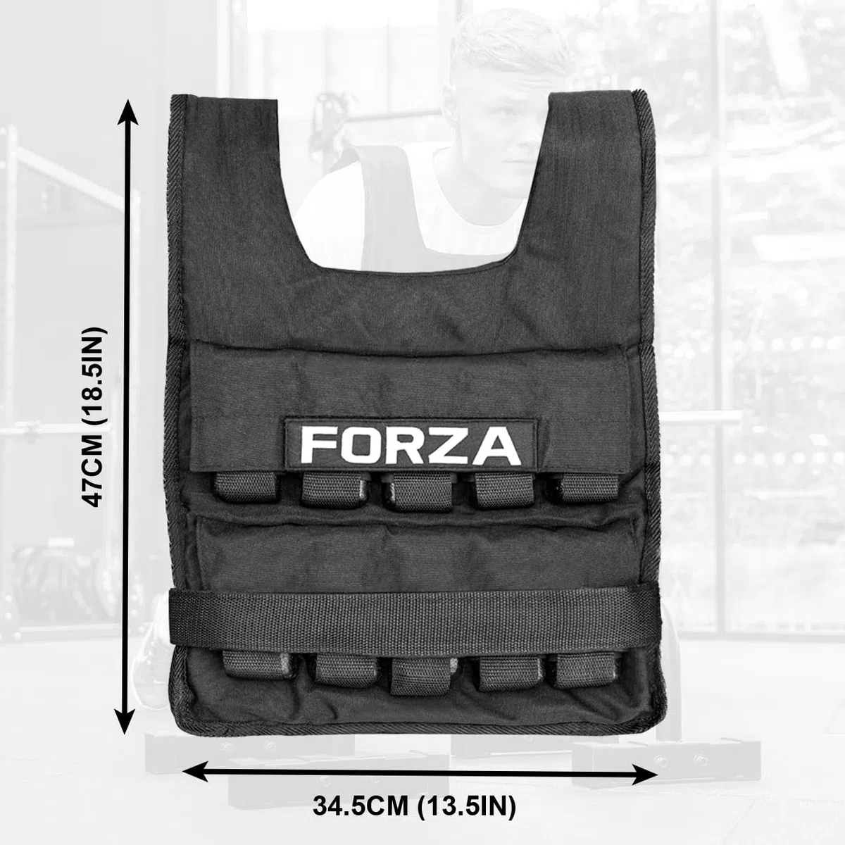 FORZA Gilet Zavorrato 20kg – Giubotto Palestra Per Allenamenti | Peso Regolabile | Gilet Fitness Con Pesi Removibili | Allenamento Forza