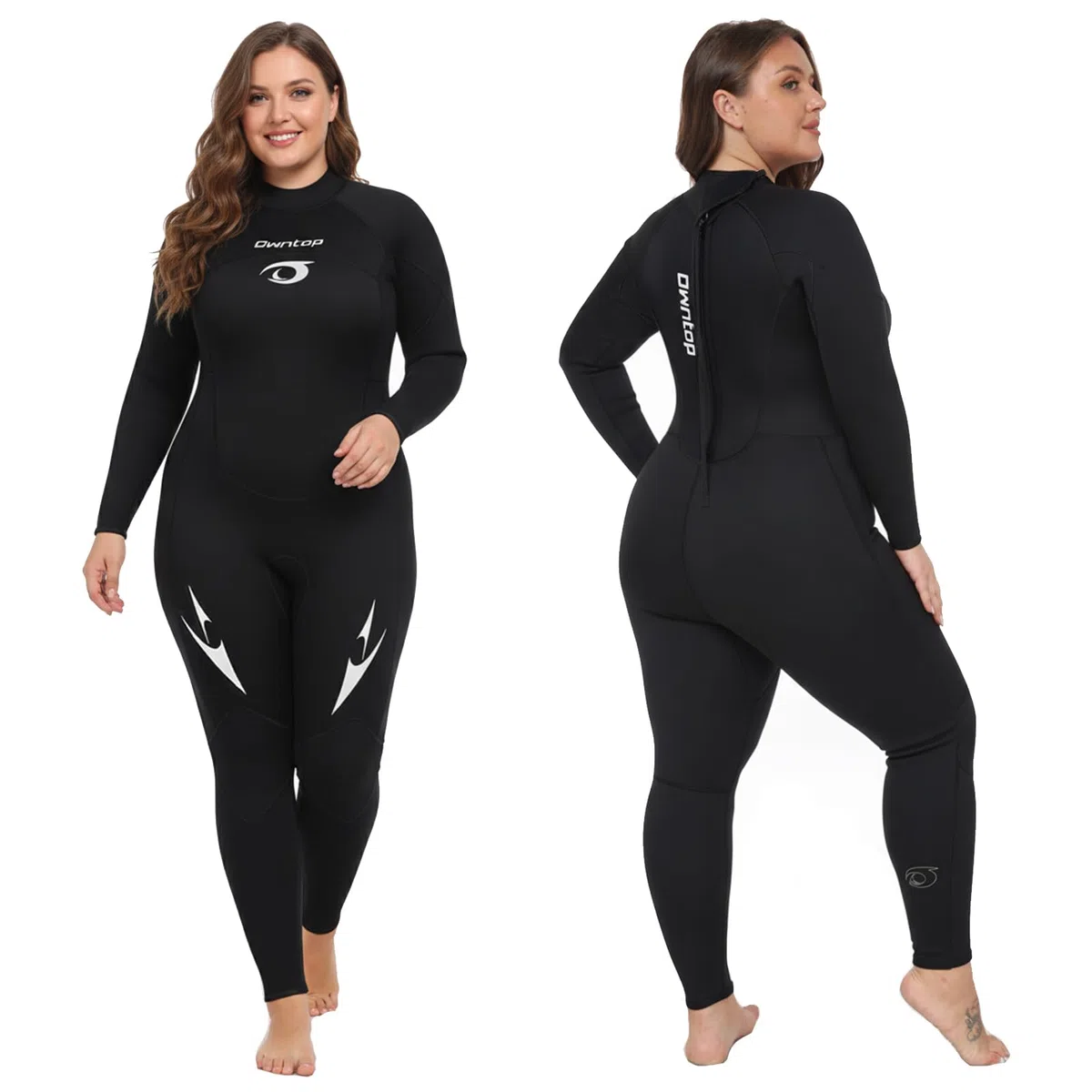 Owntop Muta da uomo e donna, in neoprene da 3/2 mm, con cerniera posteriore, per immersioni in acqua fredda, surf
