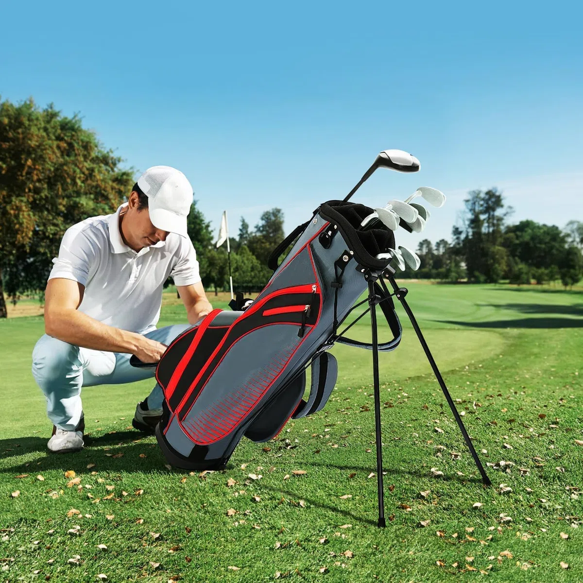 XDriveMax Set completo di mazze da golf da uomo con mano destra/sinistra, 8 pezzi, per uomo e donna, include borsa con cappuccio antipioggia, 3# legno fairway con copritesta, 5# ibrido, 5#, 7#, 9# S #