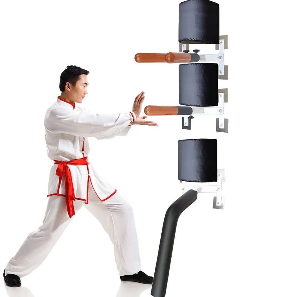 DYK&NX Wing Chun Wooden Dummy, Boxing Accessori per Allenamento Kung Chun, Wooden Dummy Training Target con Bracci A Molla per Muro o Oggetti Rigidi