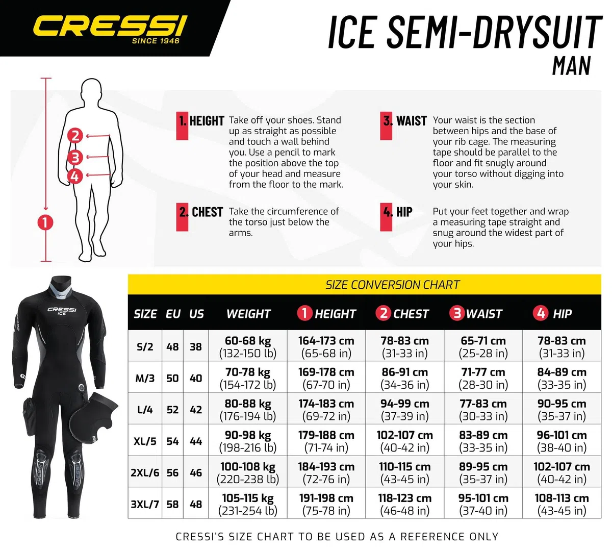 Cressi ICE Man, Muta Semistagna Monopezzo in Premium Neoprene 7mm