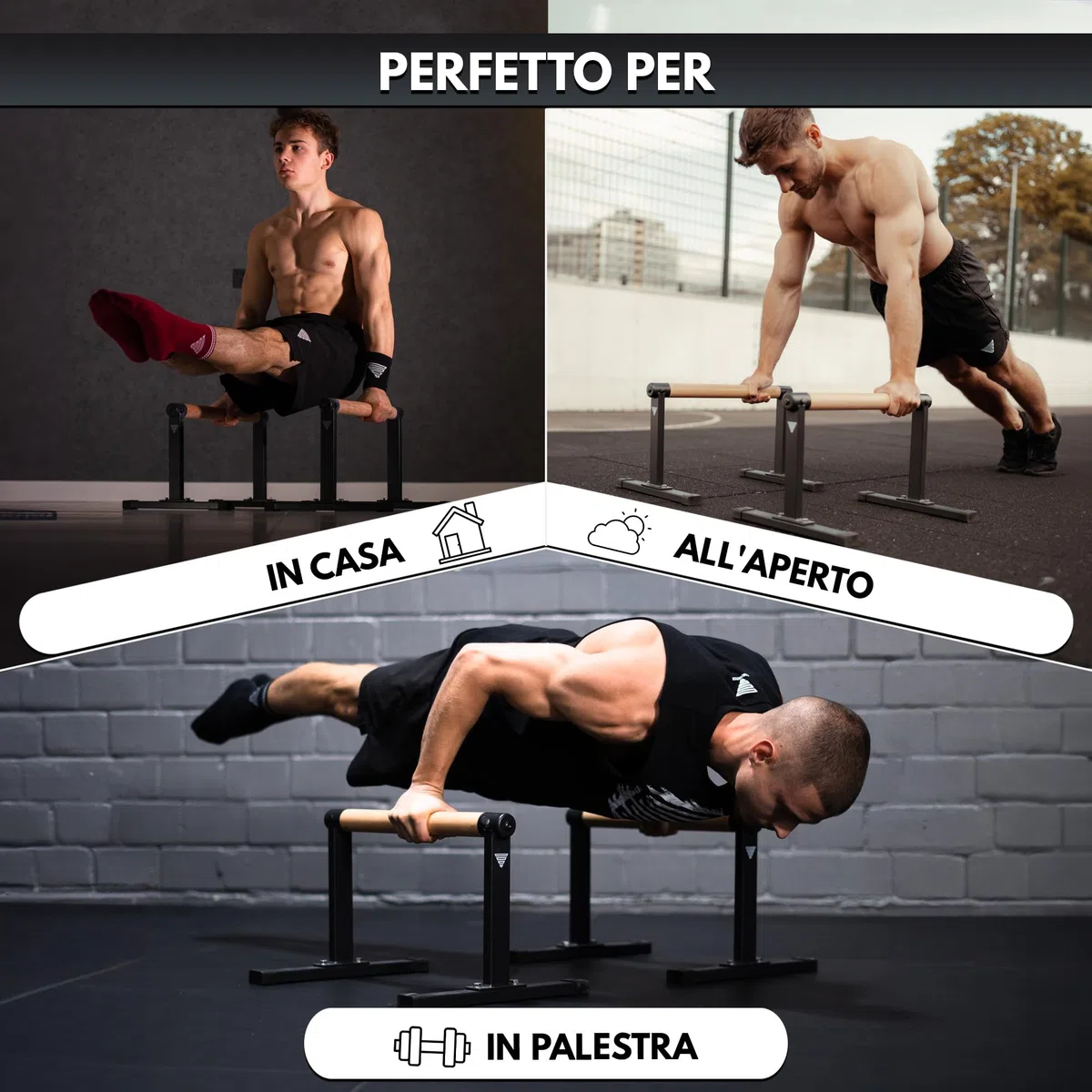 GORNATION Barre Parallele, Maniglie per Flessioni, Push Up Parallettes con Impugnatura in Legno per Calisthenics, Verticali sulle Mani, Piegamenti, per Fitness a Casa