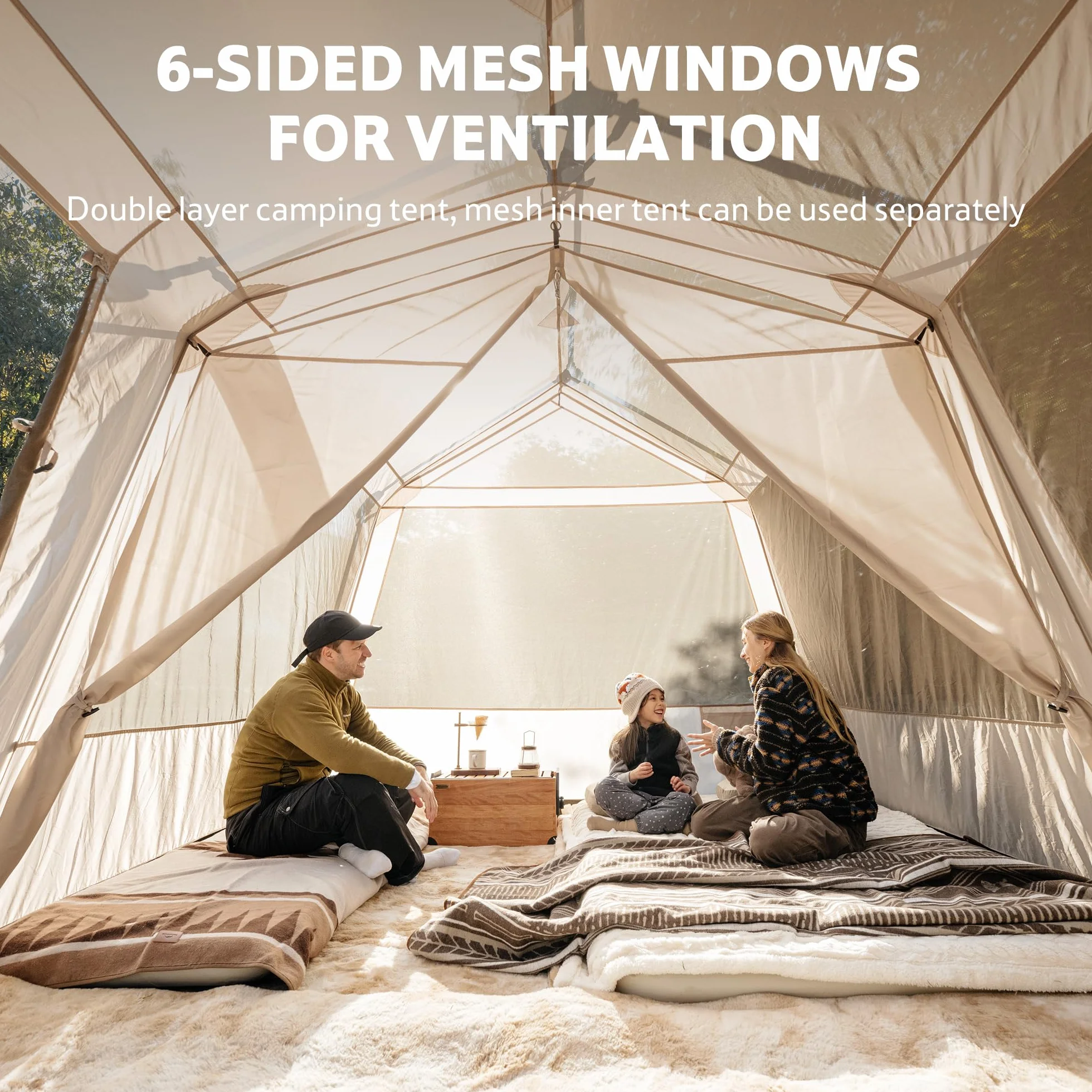 Naturehike Village Lite - Tenda da campeggio per 4 – 8 persone, con montaggio rapido, impermeabile, doppio strato, per campeggio e giardino