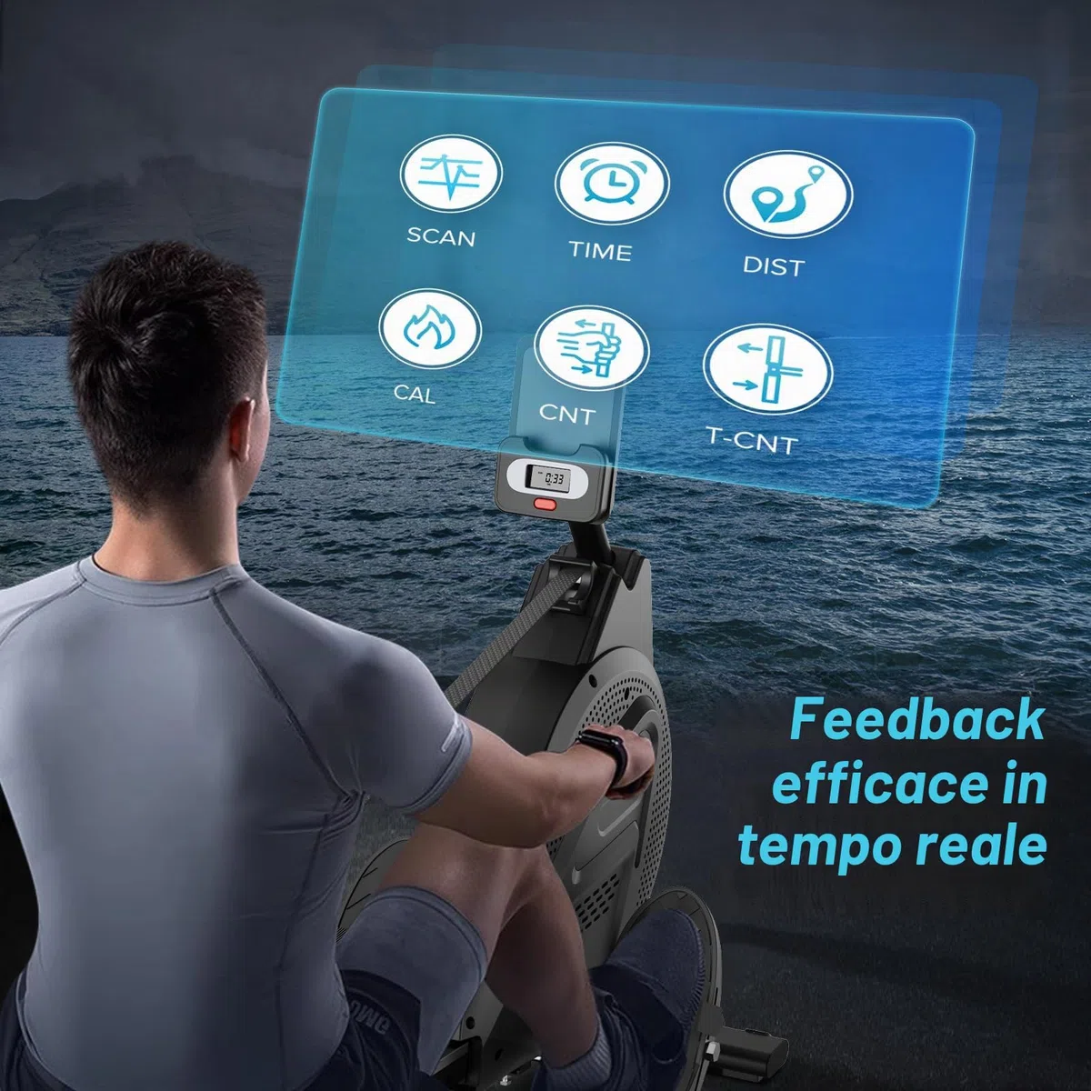 Dripex Macchina da Remo Magnetica, Vogatore da Casa Silenzioso con 16 Livelli di Resistenza, Binario in Alluminio, Schermo LCD, Allenamento Cardio Completo e Fitness Domestico