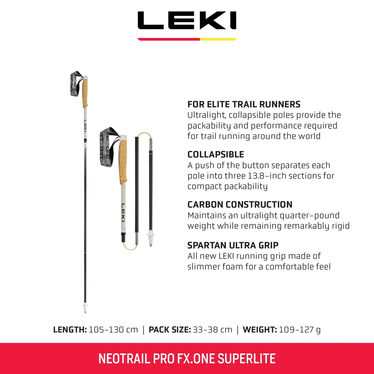 Leki Neotrail PRO FX.One Superlite, Pali da Corsa Unisex