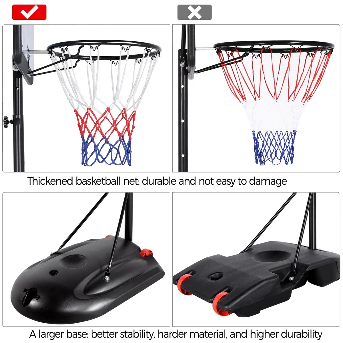 Yaheetech Canestro Basket Esterno Interno Camera Portatile con Colonna Tabellone Canestro Altezza Regolabile
