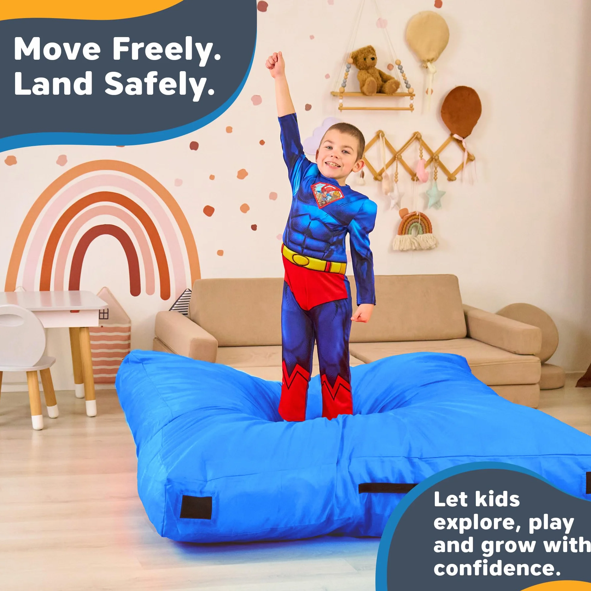 SaferBounce Sensory Crash Pad per Bambini | Grande 152 x 152 cm O 122 x 91 cm | Materasso Crash Autismo per Bambini | per Saltare & Giocare | Arrampicata & Ginnastica | Grande, Arancione