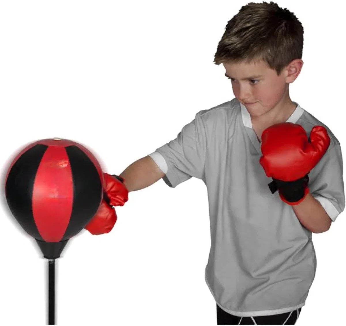 Set Pugilato Bambini Palla Pera con Piantana Regolabile Sacco da Pugilato Boxe con Guantoni per Bambini Allenamento Sacco Guanti da Boxe Combattimento Sparring Kickboxing Sacchi Sport