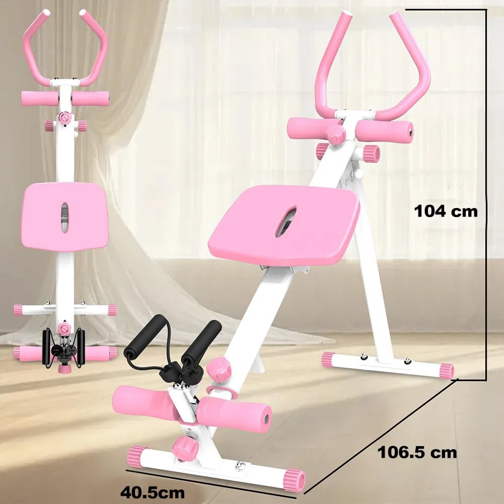 BAKAJI Ab Machine Attrezzatura per Fitness Multiuso Pieghevole con Chiusura Salvaspazio, Vogatore, Macchina per Addominali, Cruncher, Attrezzatura da Palestra in Casa per Home Gym