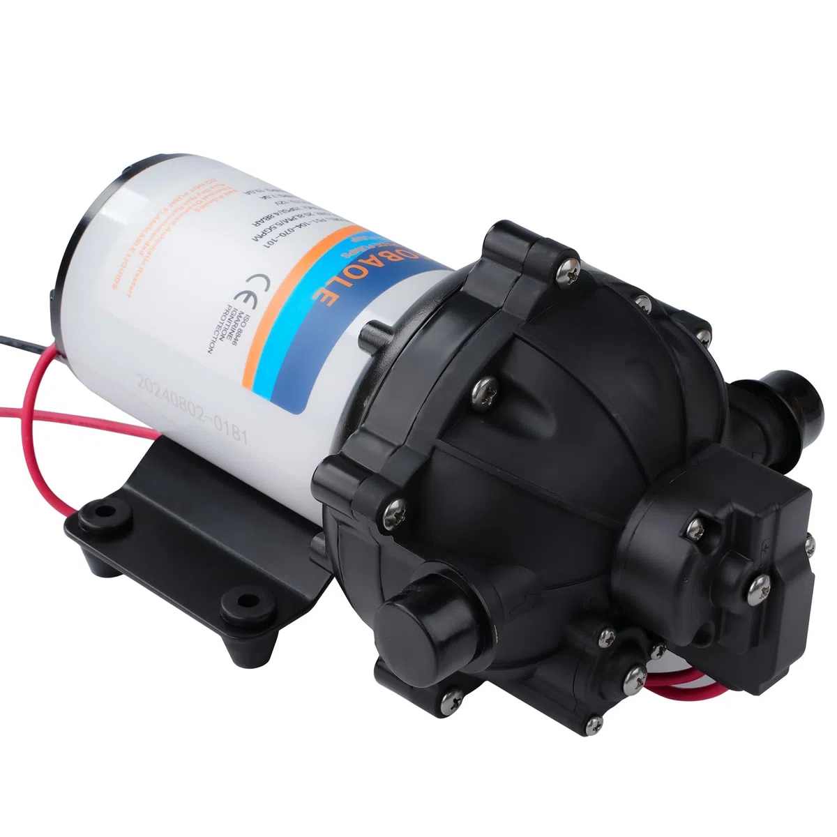 Pompa Acqua 12V, DC 20,8 L/min 70 psi/4,8 bar 5,5 GPM 5 Camere Pompa a Pressione Autoadescante per Acqua su Richiesta Pompa a Membrana per Acqua per Camper Yacht Giardino Camper