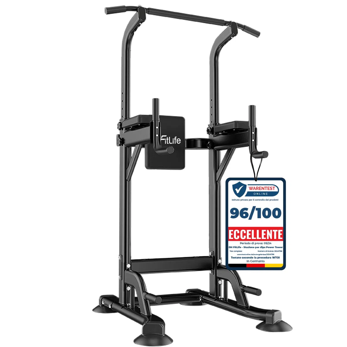 DH FitLife Power Tower Dip Station, Attrezzatura sportiva con barra per trazioni, barre e allenamento della schiena, Stazione di forza, Stazione fitness, Power Rack, Allenamento di forza a casa