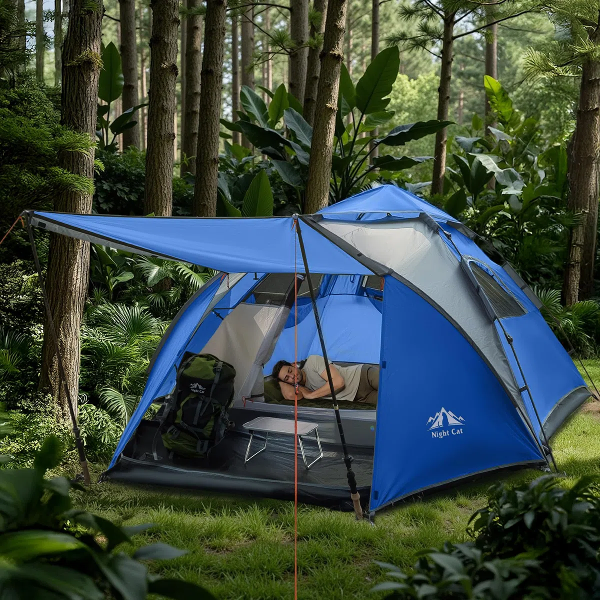 Night Cat Tenda da Campeggio 3 4 Posti: Tenda Pop Up Impermeabile Automatica Facile da Installare per Familiare Campeggio Picnic Parco Giardino