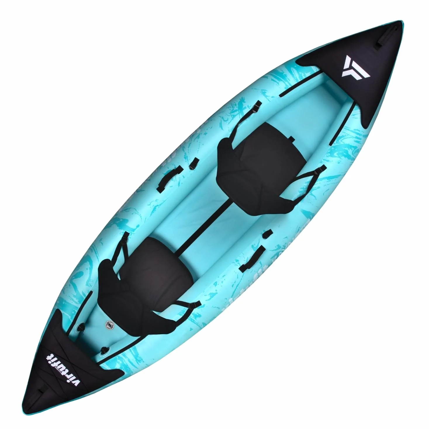 VirtuFit Kayak 335 Gonfiabile - 2 + 1 Persone + Opzione 3° Sedile - Include 2 pagaie, pompa a mano, borsa per il trasporto e 2 pinne, per mare, fiume e lago, costruzione stabile, 335 cm, turchese