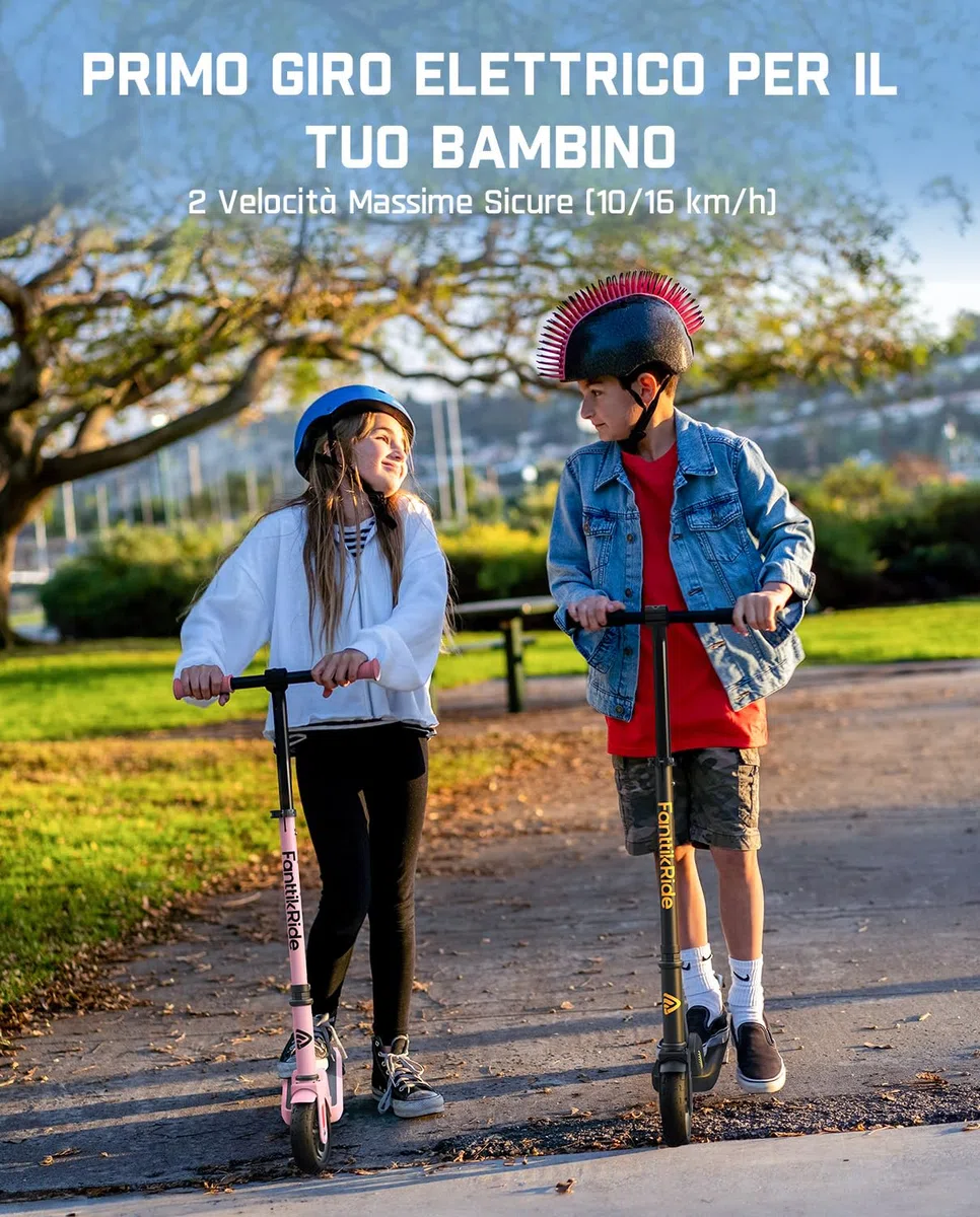 FanttikRide C9 Monopattino Elettrico per Bambini 120-160 cm, 10/16 km/h, Autonomia di 8 km, Schermo LED, Altezza Regolabile, Pieghevole, Ruote in Gomma, Leggero, per Bambini fino a 60 kg