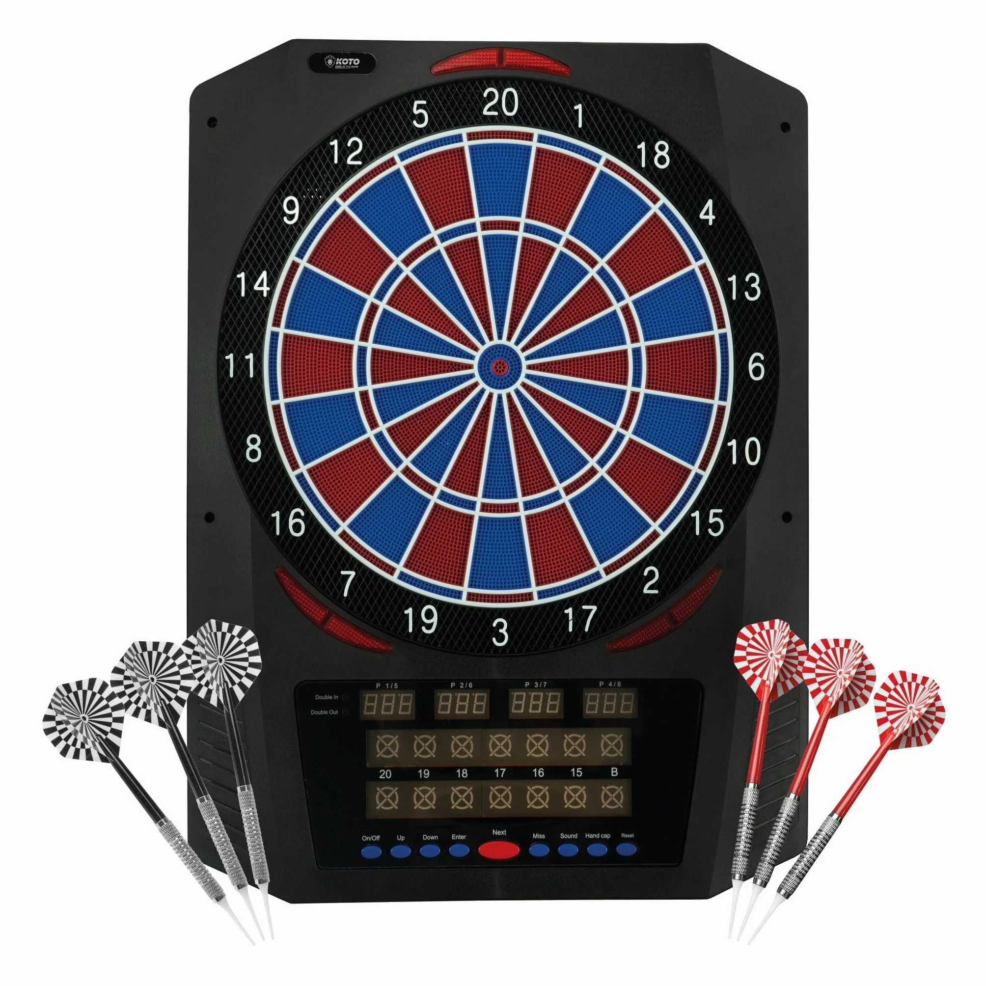 KOTO – Bersaglio Elettronico Royal 580, 6 Freccette Soft, 36 Giochi, Oltre 580 Varianti, per 1-8 Giocatori