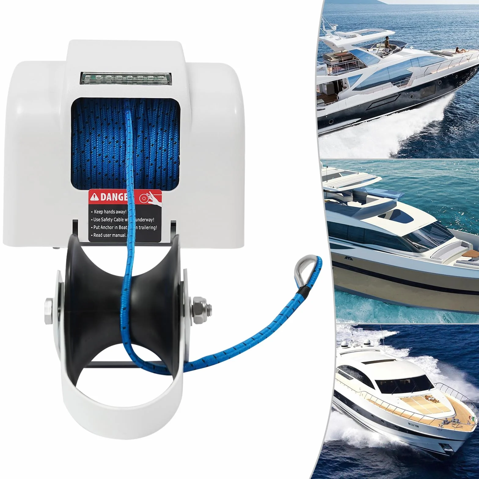 Salpa Ancora, verricello Elettrico, verricello con Telecomando, 45LBS & 700lbs e Corda di Nylon da 100 peidi, per Barche Fino a 24 peidi, Automatico