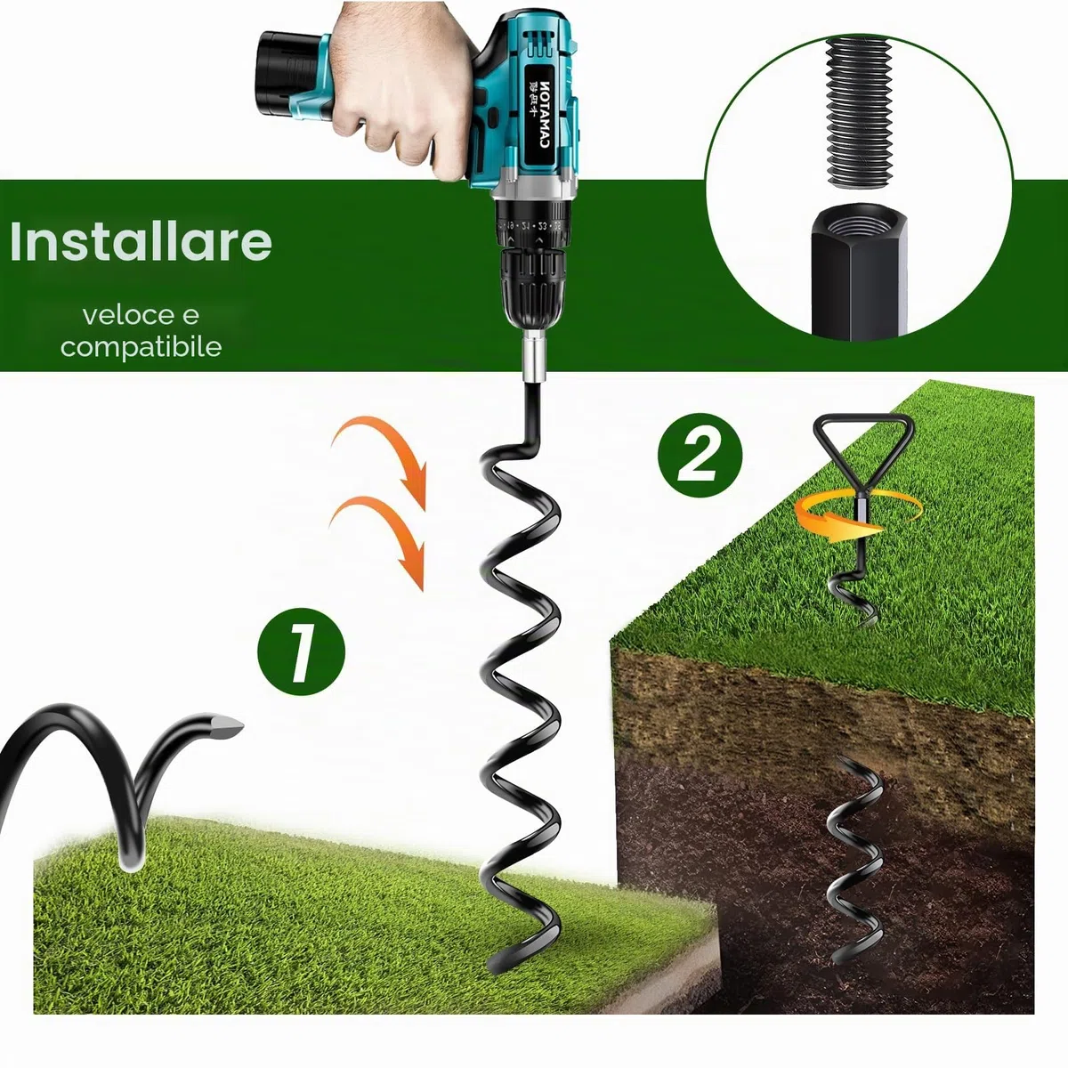 Ancoraggio a terra, 4 pezzi, resistente, resistente al vento, con cinghie